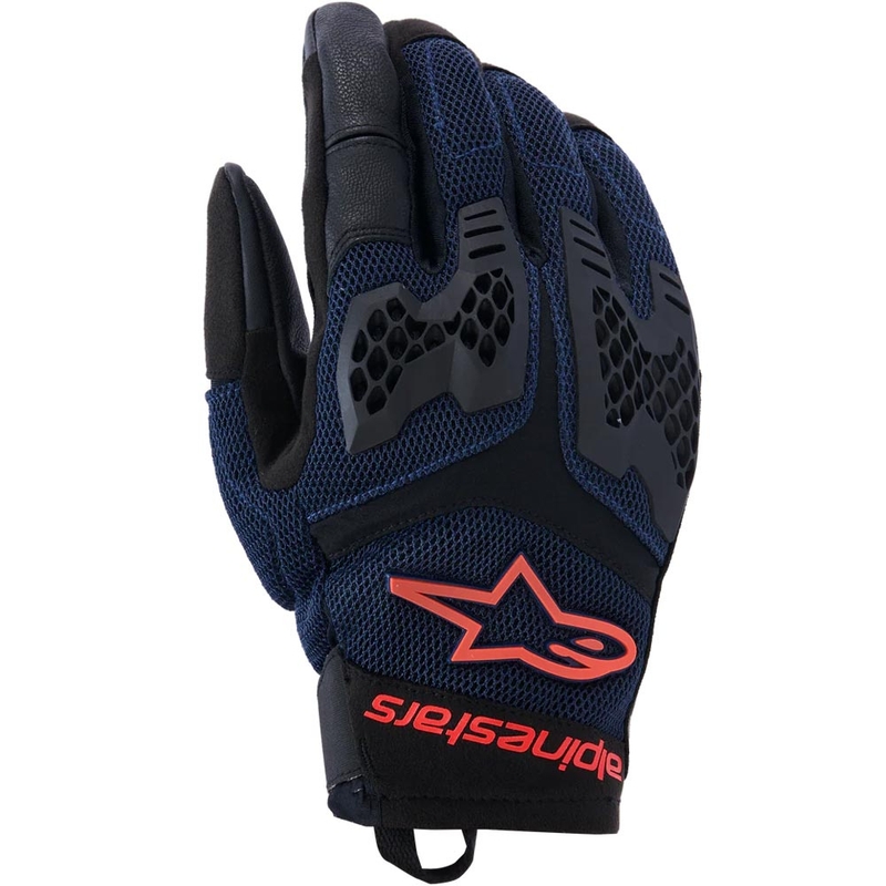 Rukavice na motorku Alpinestars Manti Air tmavo modro-fluo červeno-čierne