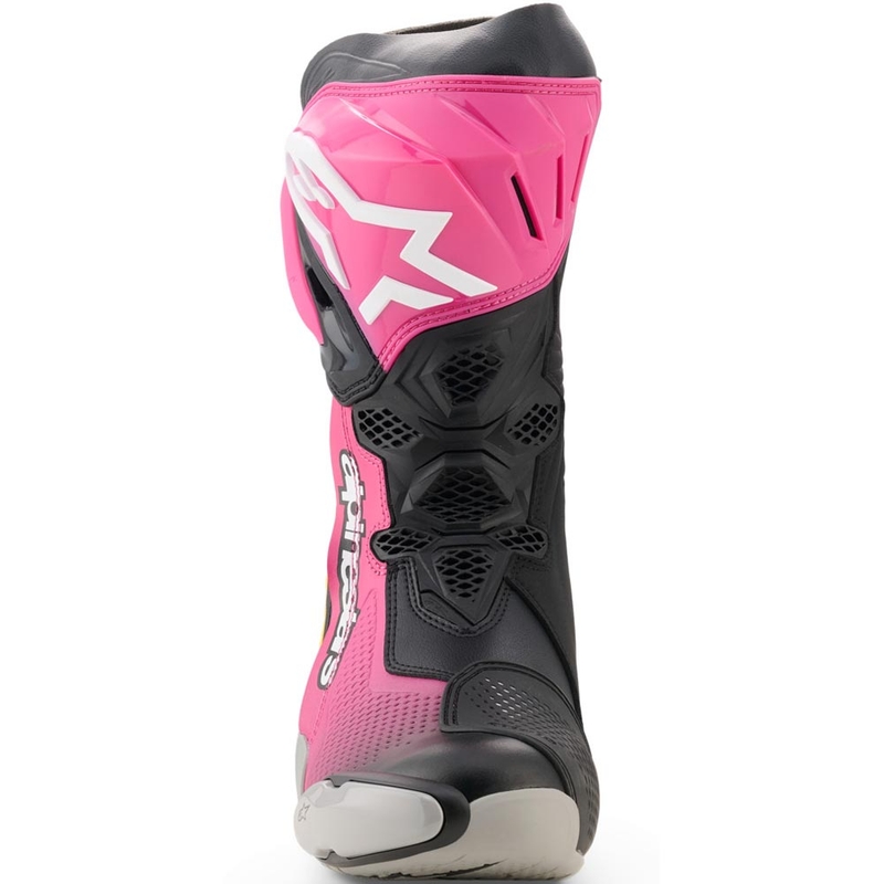 Topánky na motorku Alpinestars Supertech R čierno-bielo-ružovo-žlté