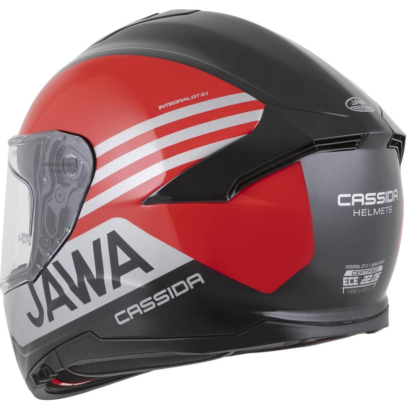 Integrálna helma na motorku Cassida Integral GT 2.1 Jawa Sport čierno-perleťovo červeno-strieborná