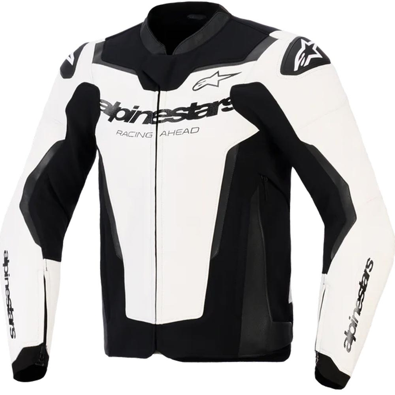 Kožená bunda na motorku Alpinestars GP Force V2 bielo-čierna