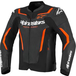 Kožená bunda na motorku Alpinestars GP Force V2 Airflow čierno-fluo červeno-biela
