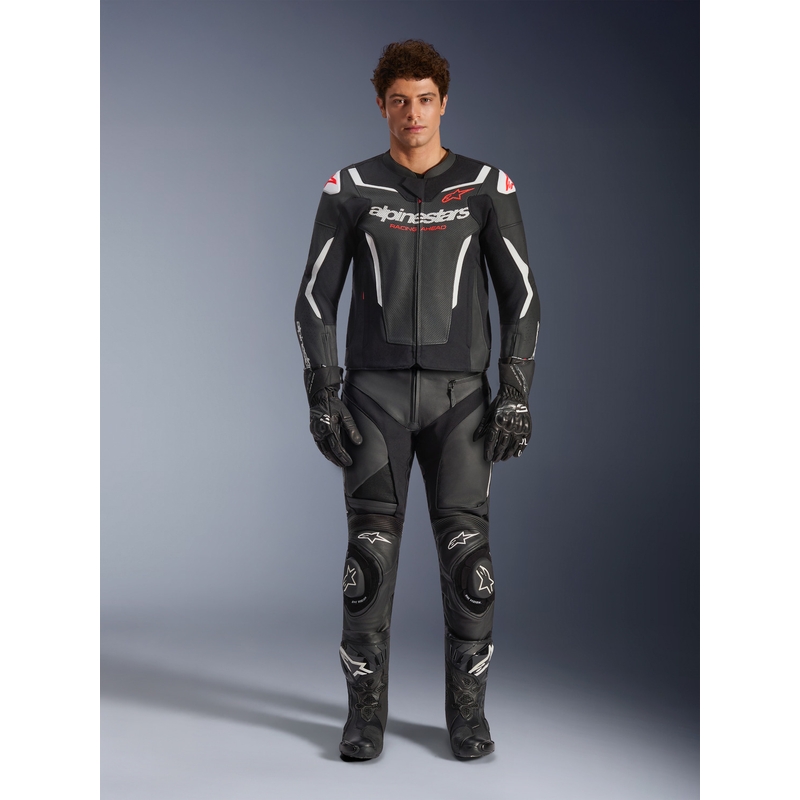 Kožená bunda na motorku Alpinestars GP Force V2 Airflow čierno-biela