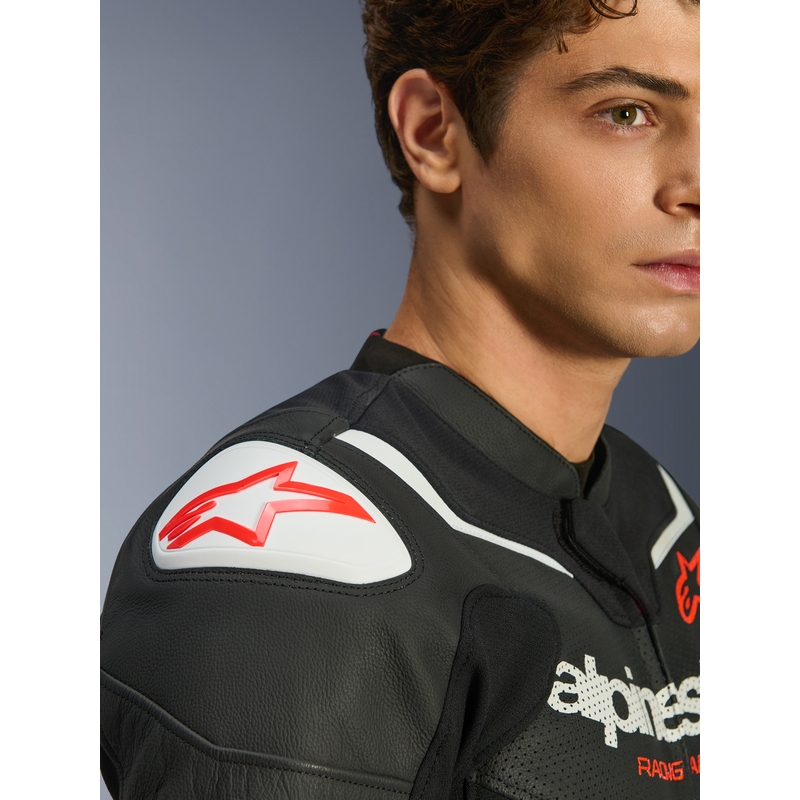 Kožená bunda na motorku Alpinestars GP Force V2 Airflow čierno-biela