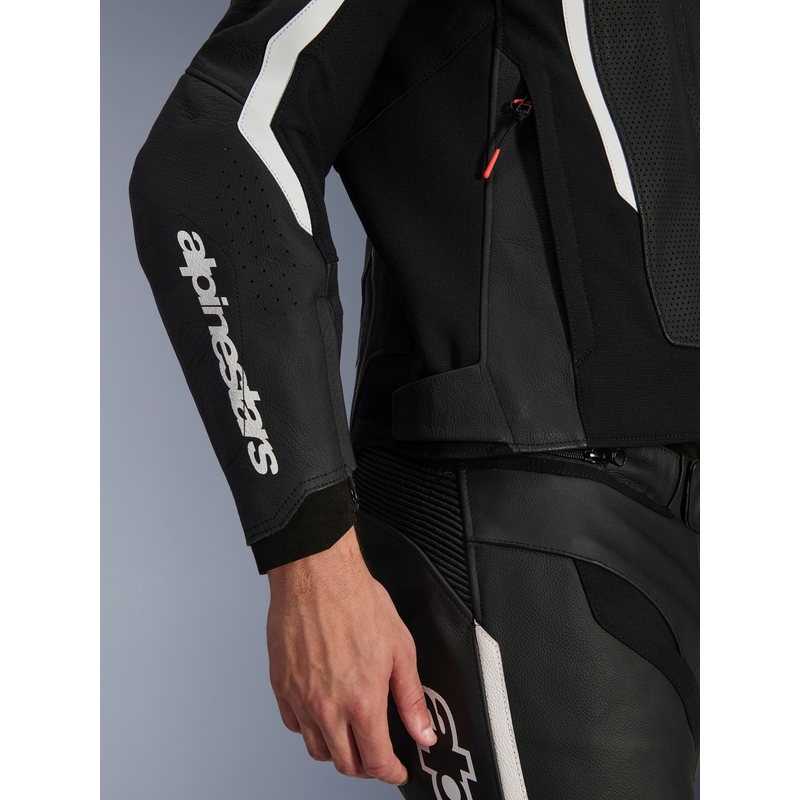 Kožená bunda na motorku Alpinestars GP Force V2 Airflow čierno-biela