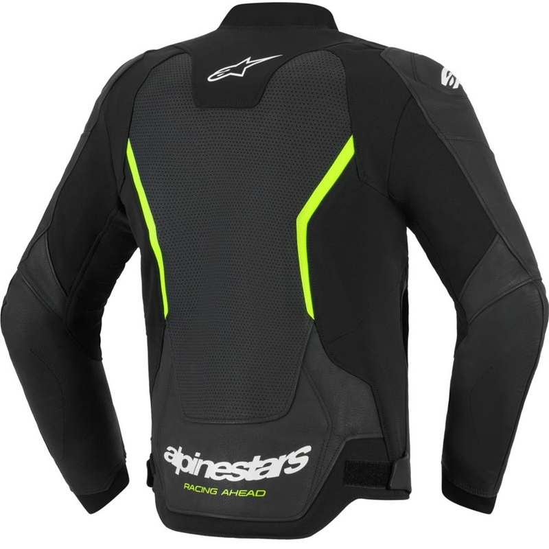 Kožená bunda na motorku Alpinestars GP Force V2 Airflow čierno-fluo žltá