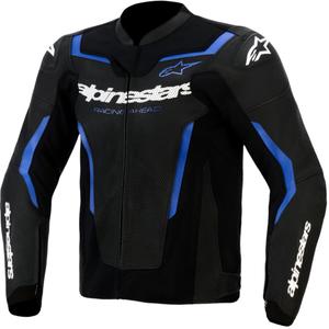 Kožená bunda na motorku Alpinestars GP Force V2 Airflow čierno-metalicko modrá