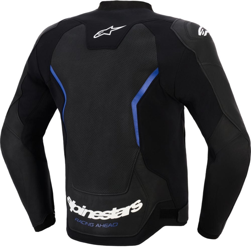 Kožená bunda na motorku Alpinestars GP Force V2 Airflow čierno-metalicko modrá