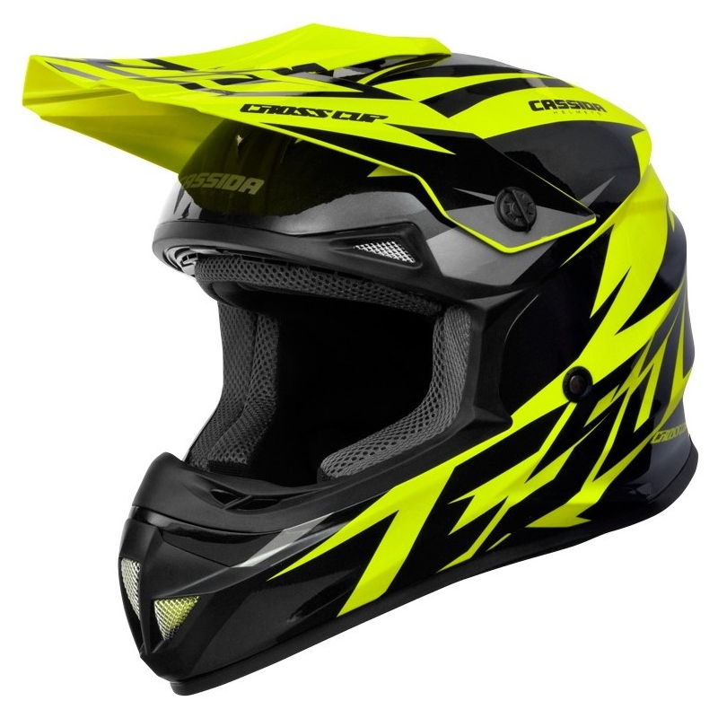 Detská motokrosová prilba Cassida Cross Cup Two čierno-šedo-fluorescenčno žltá