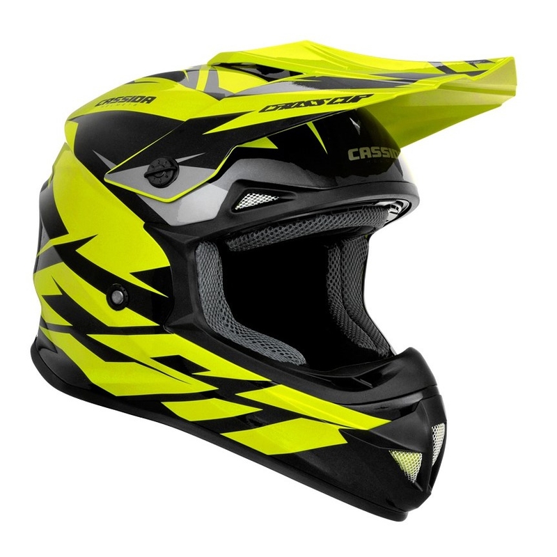 Detská motokrosová prilba Cassida Cross Cup Two čierno-šedo-fluorescenčno žltá