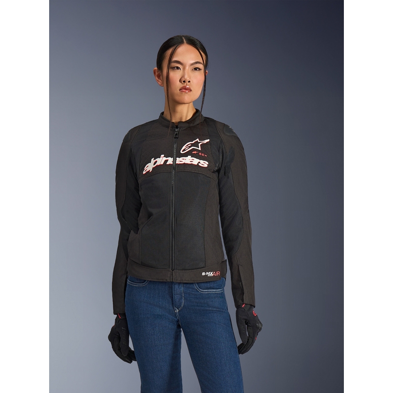 Dámska bunda na motorku Alpinestars Stella SMX Air čierno-bielo-fluo červená