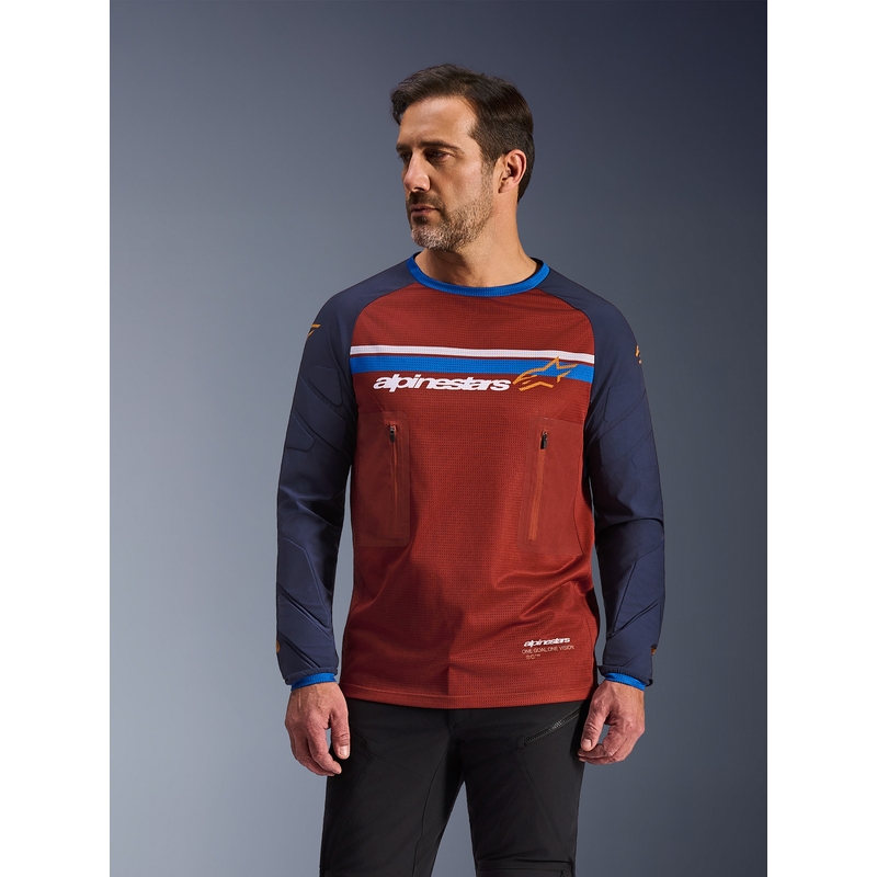 Motokrosový dres Alpinestars Maxdura Dual oranžovo-tmavo modrý
