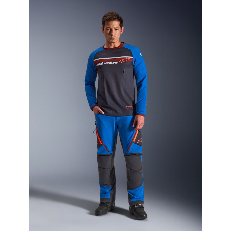 Motokrosový dres Alpinestars Maxdura Dual tmavo sivo-modro-oranžový
