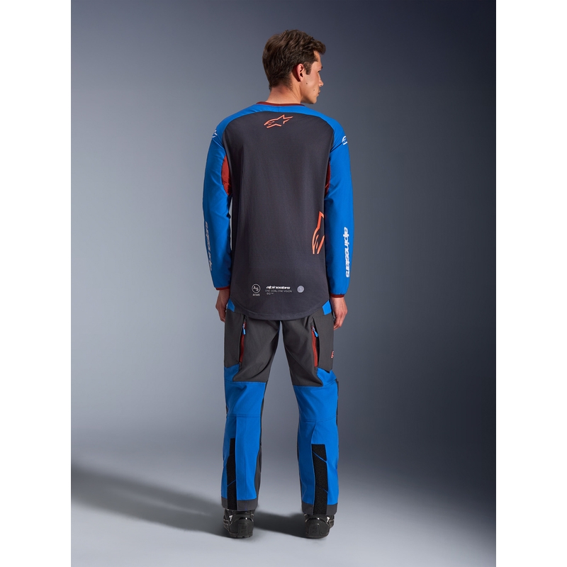 Motokrosový dres Alpinestars Maxdura Dual tmavo sivo-modro-oranžový