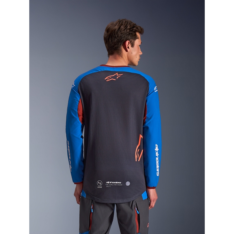Motokrosový dres Alpinestars Maxdura Dual tmavo sivo-modro-oranžový