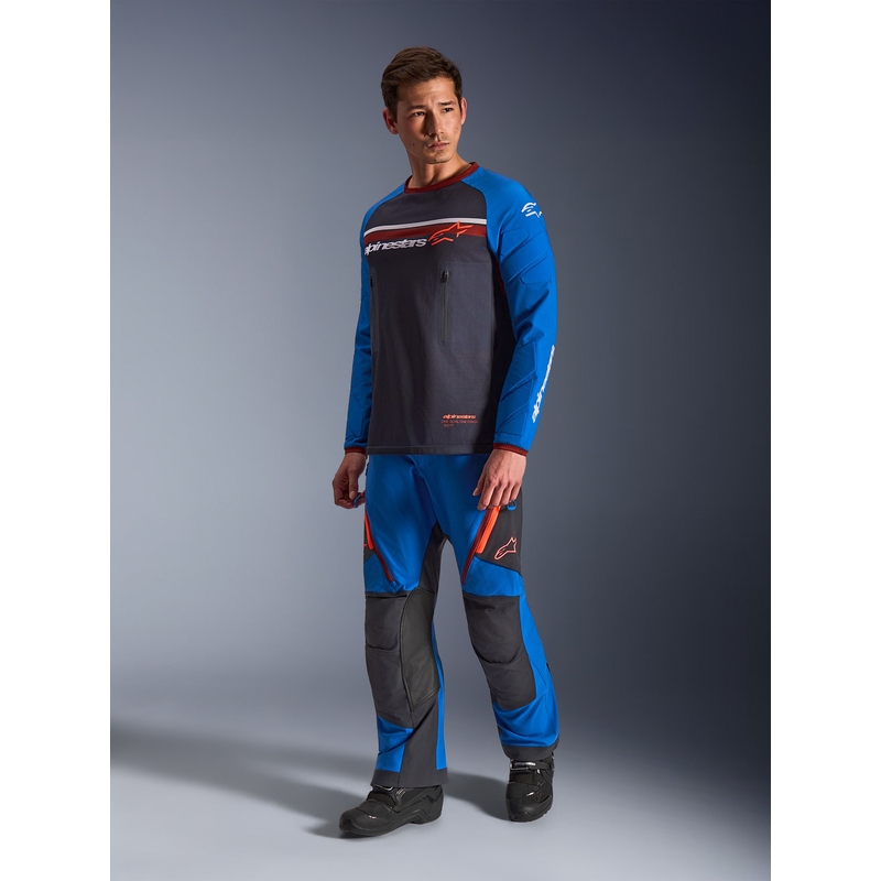Motokrosový dres Alpinestars Maxdura Dual tmavo sivo-modro-oranžový