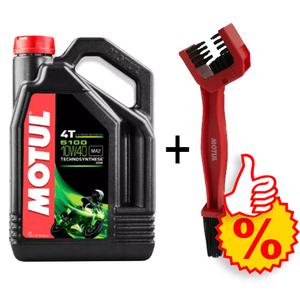 Súprava olej 5100 Ester 10W-40 4 l + kefa na čistenie reťaze Motul