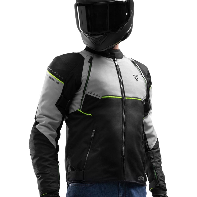 Bunda na motorku Rebelhorn Swift svetlo šedo-fluo žltá