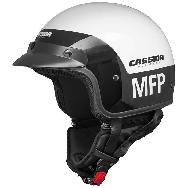 Otvorená prilba na motocykel Cassida Police MFP čierno-biela