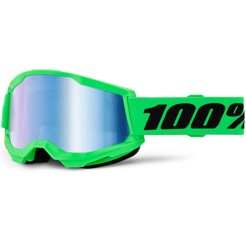 Motokrosové okuliare 100% STRATA 2 NEW fluo zelené s modrým plexi