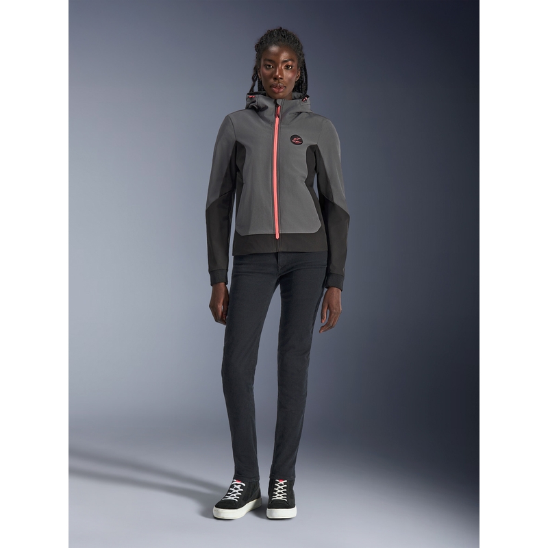 Dámska mikina na motorku Alpinestars Stella Radium Tech Hoodie tmavo sivo-čierno-ružová
