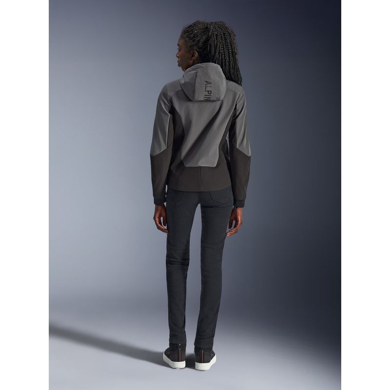 Dámska mikina na motorku Alpinestars Stella Radium Tech Hoodie tmavo sivo-čierno-ružová