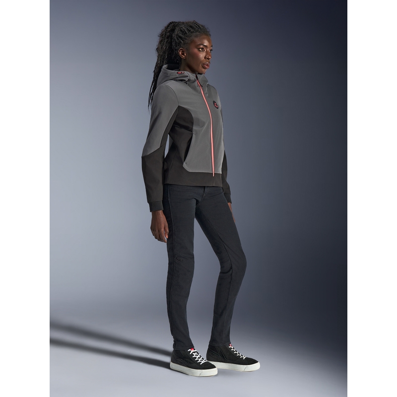 Dámska mikina na motorku Alpinestars Stella Radium Tech Hoodie tmavo sivo-čierno-ružová