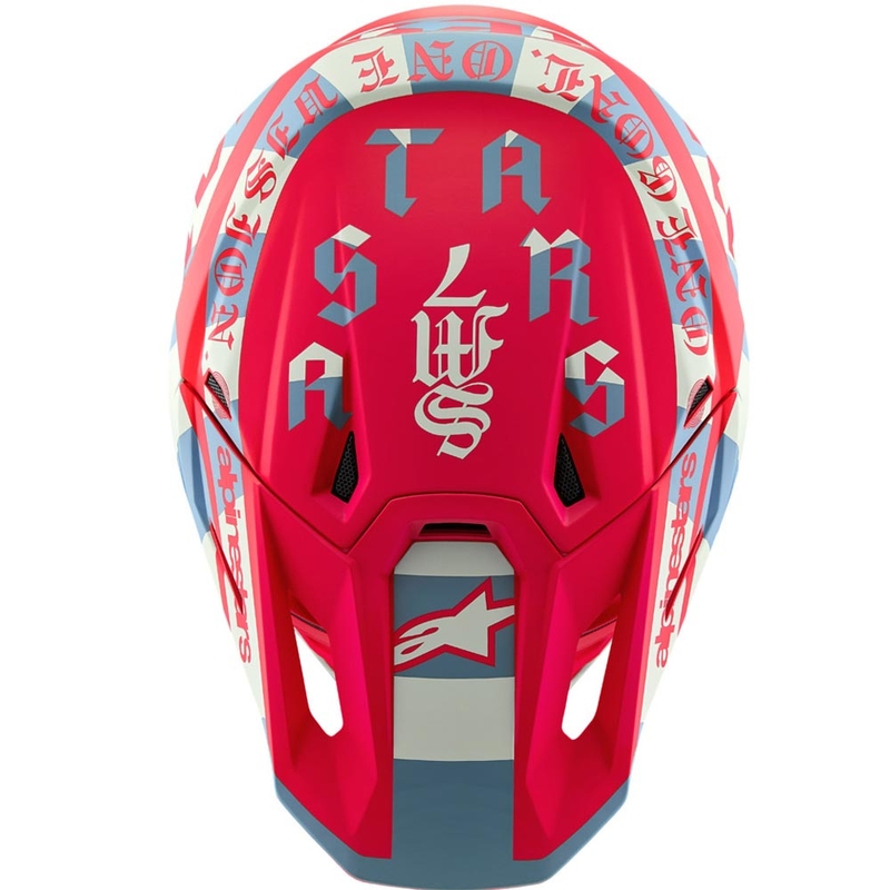 Motokrosová prilba Alpinestars Supertech S-M7 limitovaná edícia Beast Coast šedo-čierno-oranžová