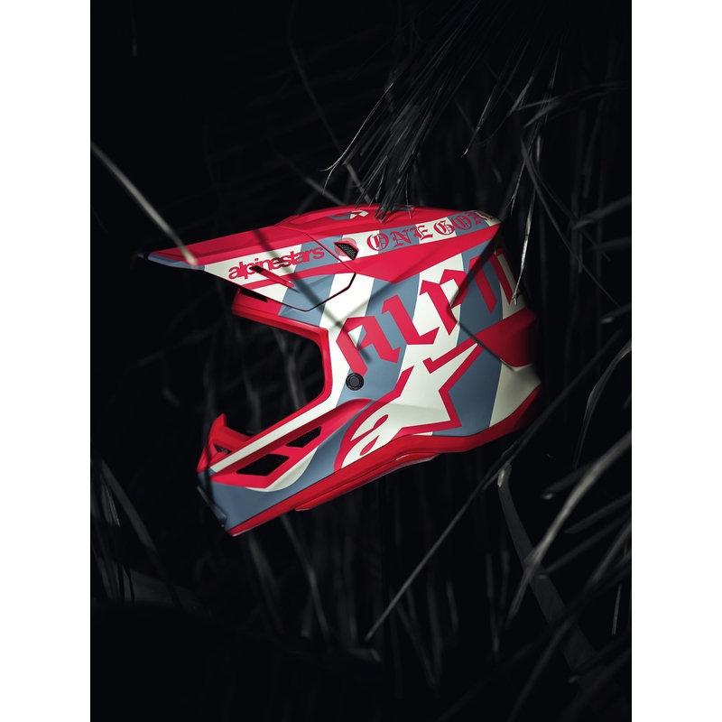 Motokrosová prilba Alpinestars Supertech S-M7 limitovaná edícia Beast Coast šedo-čierno-oranžová