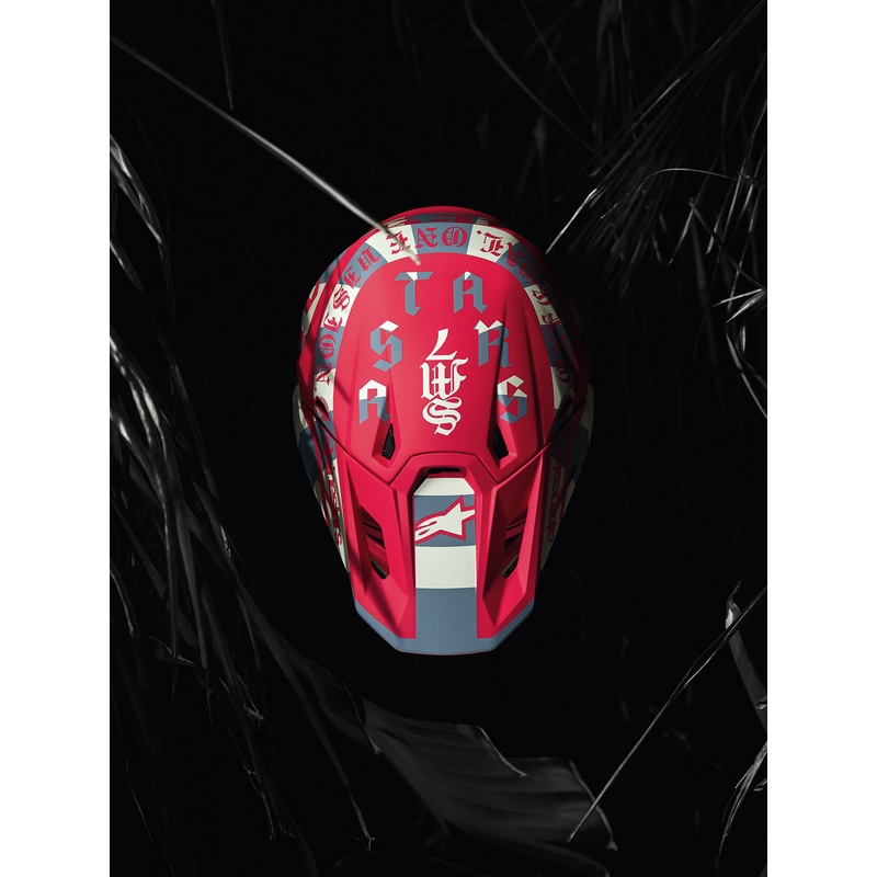 Motokrosová prilba Alpinestars Supertech S-M7 limitovaná edícia Beast Coast šedo-čierno-oranžová