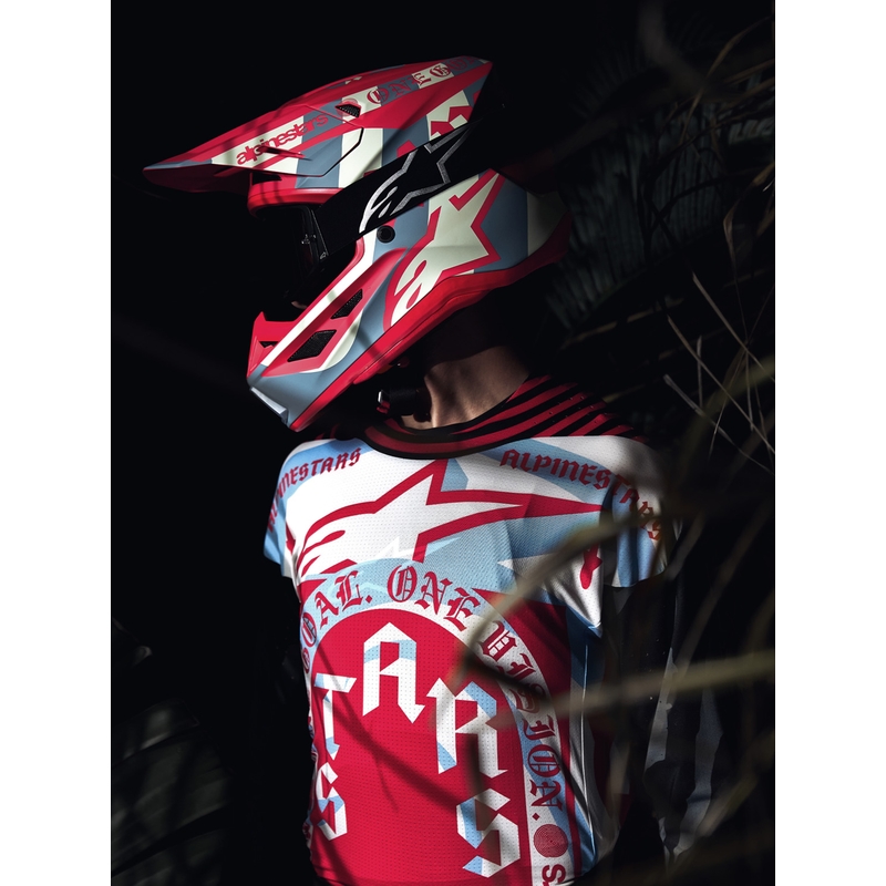 Motokrosová prilba Alpinestars Supertech S-M7 limitovaná edícia Beast Coast šedo-čierno-oranžová