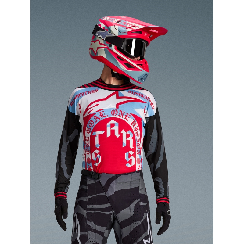 Motokrosový dres Alpinestars Techstar limitovaná edícia Beast Coast šedo-čierno-oranžový