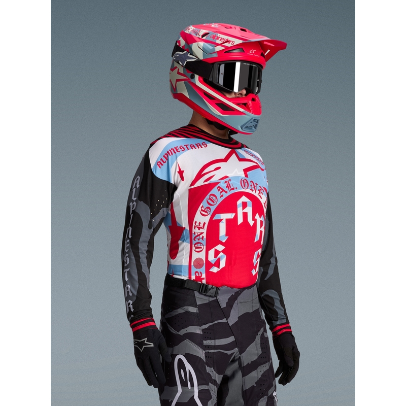 Motokrosový dres Alpinestars Techstar limitovaná edícia Beast Coast šedo-čierno-oranžový