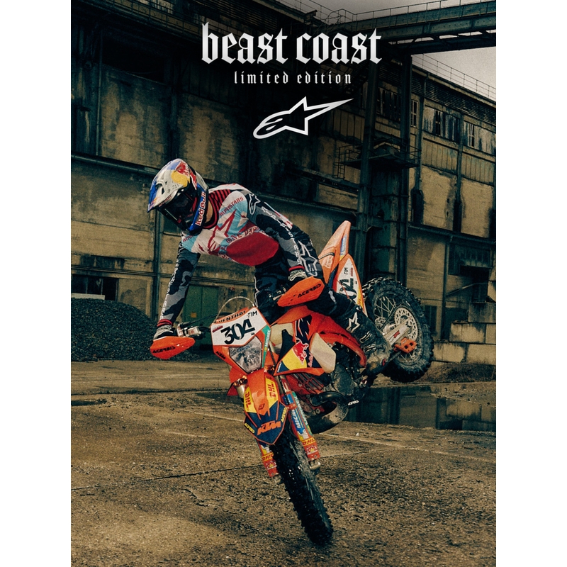 Motokrosový dres Alpinestars Techstar limitovaná edícia Beast Coast šedo-čierno-oranžový