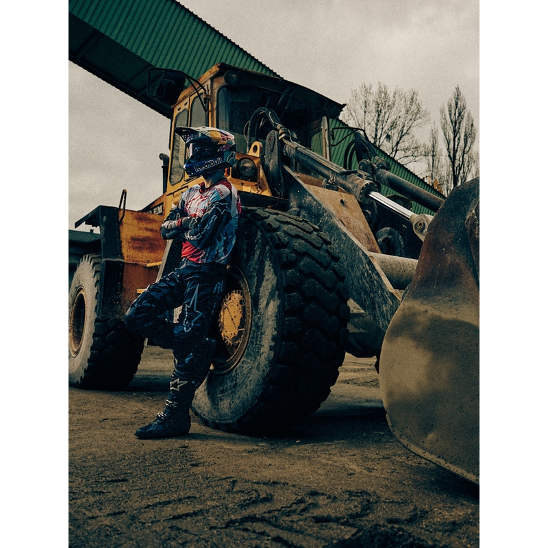 Motokrosový dres Alpinestars Techstar limitovaná edícia Beast Coast šedo-čierno-oranžový