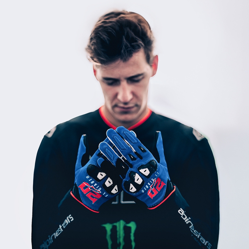 Rukavice na motorku Alpinestars SP X 1 FQ20 kolekcia modro-čierno-fluo červené