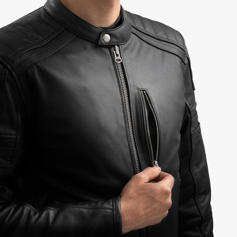 Kožená bunda na motorku Ozone Colt čierna