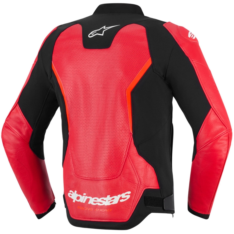 Kožená bunda na motorku Alpinestars GP Force V2 Airflow fluo červeno-čierno-biela