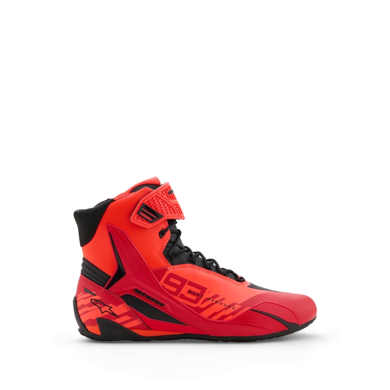 Topánky na motorku Alpinestars Faster-4 MM93 kolekcia fluo červeno-červeno-čierne