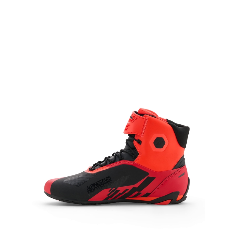 Topánky na motorku Alpinestars Faster-4 MM93 kolekcia fluo červeno-červeno-čierne