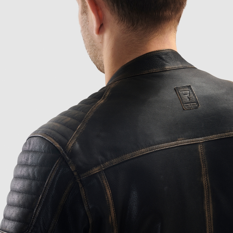 Kožená bunda na motorku Rebelhorn Hunter II hnedá - II. akosť