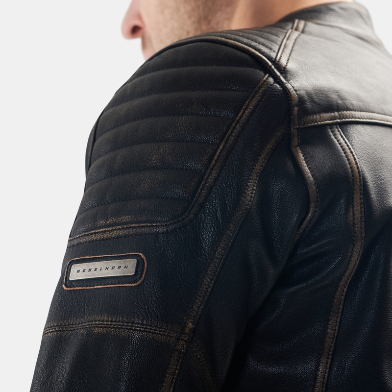 Kožená bunda na motorku Rebelhorn Hunter II hnedá - II. akosť