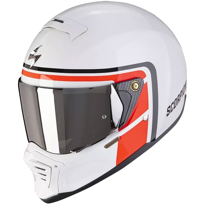 Prilba na motorku Scorpion EXO-HX1 NOSTALGIA bielo-červeno-čierna - II. akosť