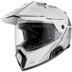 Enduro helma na motorku s headsetom SENA Outlander lesklá biela