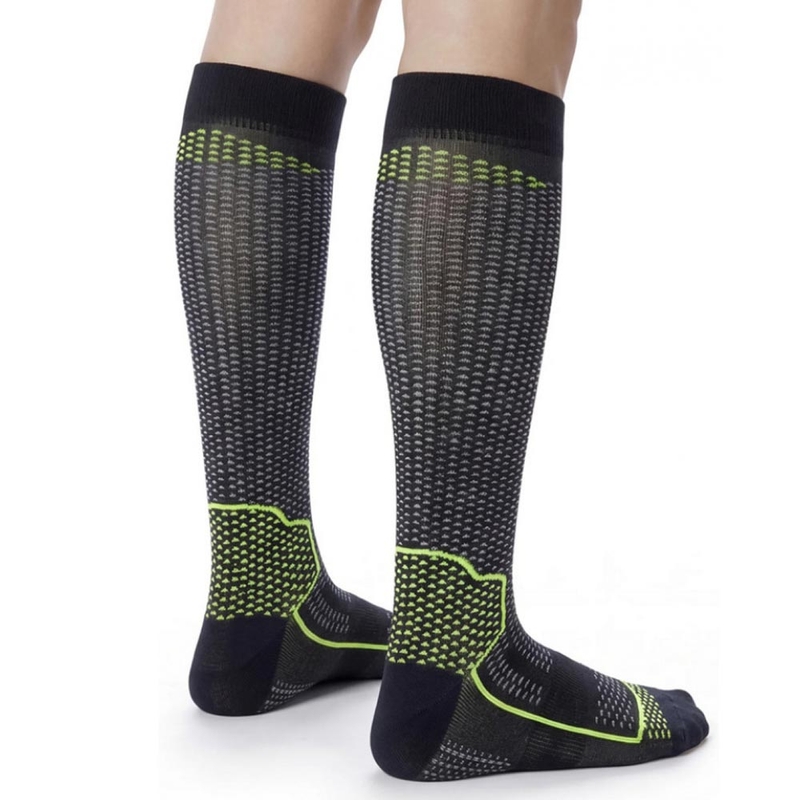 Funkčné podkolienky SIXS LONG V3 čierny carbon-žlté