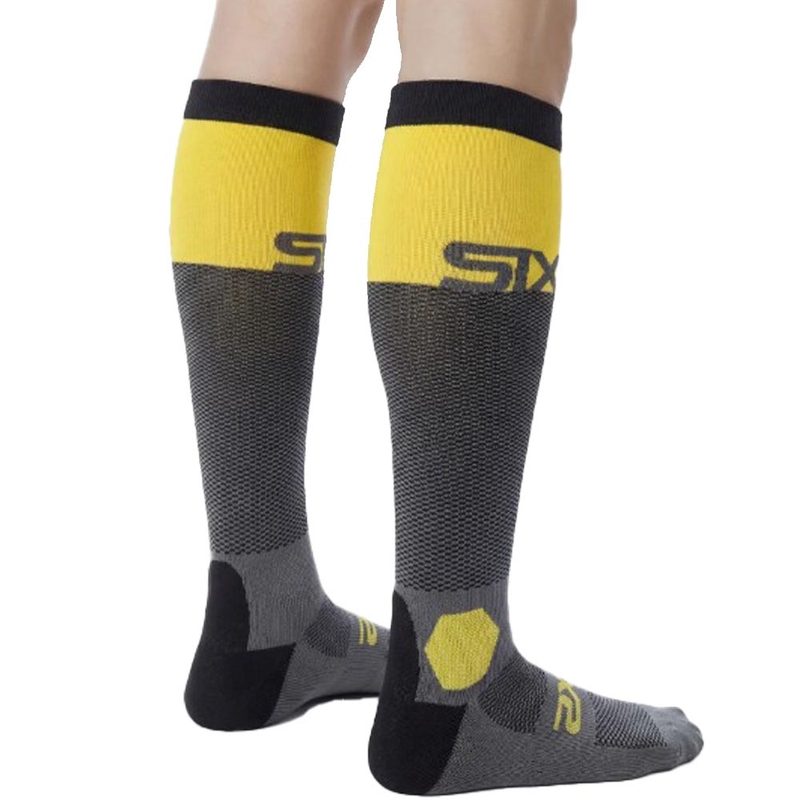Funkčné podkolienky SIXS LONG RACING V2 tmavo šedo-žlté