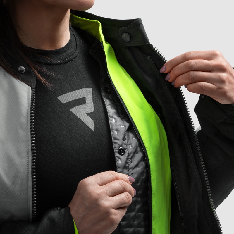 Dámska bunda na motorku Rebelhorn Swift svetlo šedo-fluo žltá
