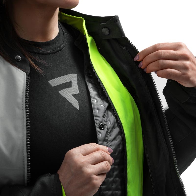 Dámska bunda na motorku Rebelhorn Swift svetlo šedo-fluo žltá