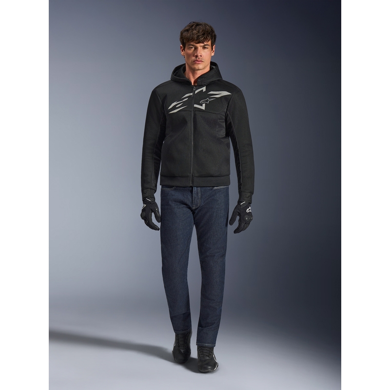 Mikina na motorku Alpinestars Chrome Superairflow čierno-tmavo šedo-biela