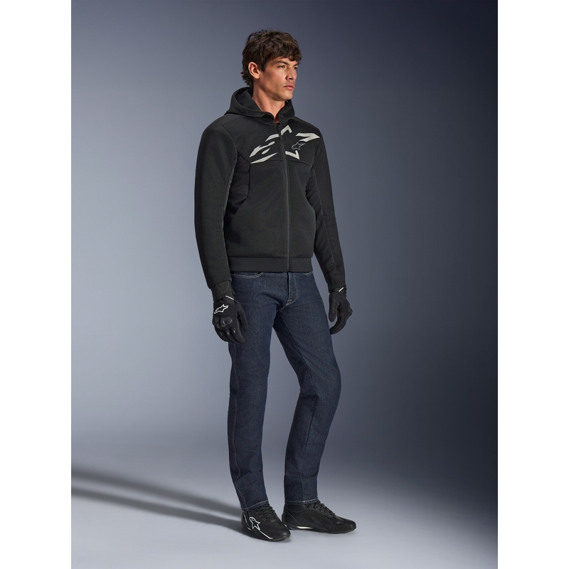 Mikina na motorku Alpinestars Chrome Superairflow čierno-tmavo šedo-biela