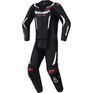Dvojdielna kožená kombinéza Alpinestars GP Force V2 čierno-bielo-fluo červená